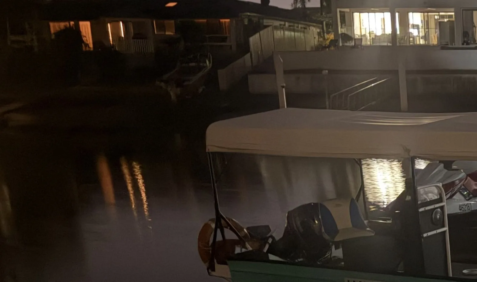 Coral Explorer on the water at dusk, before a night fishing trip on the Gold Coast Broadwater