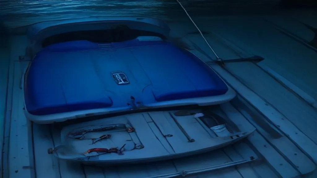 rods, tackle and an esky on the deck of an aluminium boat at night