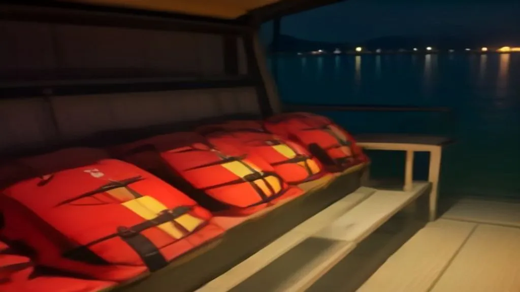 life jackets stowed on board a small boat